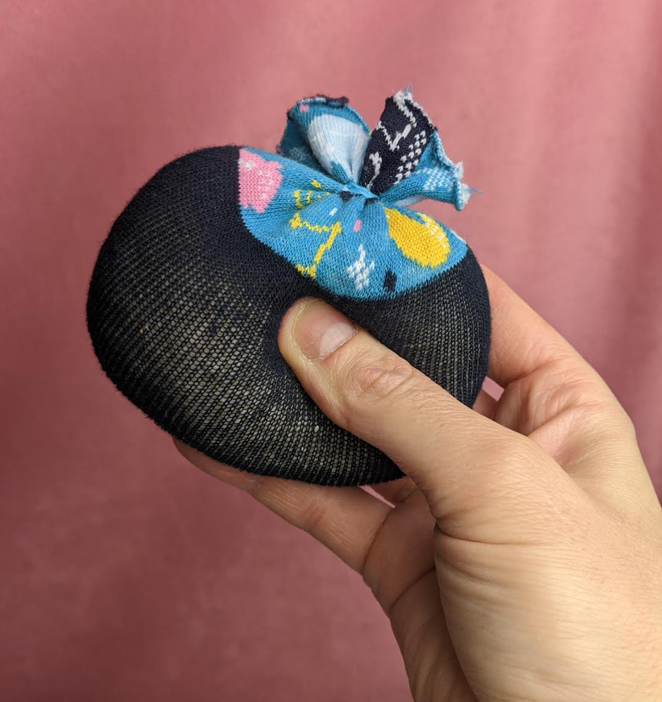 Up-cycle your single socks into a sassy stress ball!