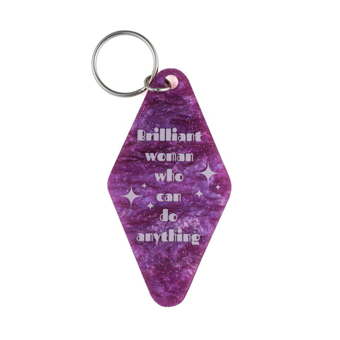 Brilliant Woman Who Can Do Anything Purple Marble Keychain