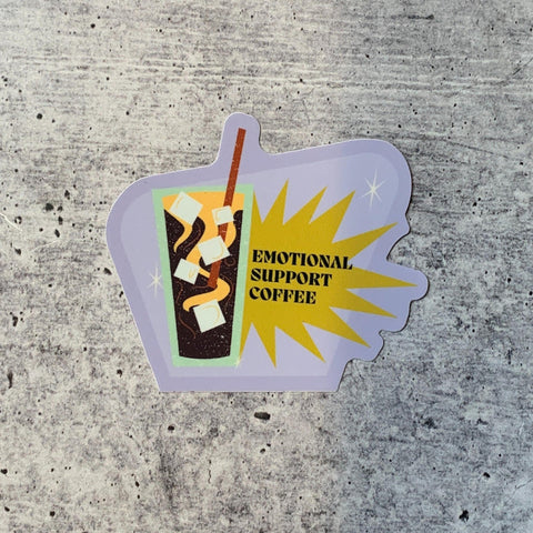 Emotional Support Coffee Die Cut Vinyl Sticker